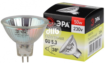 Лампа накаливания галогенная GU5.3-JCDR (MR16) -50W-230V-CL (галоген, софит, 50Вт, нейтр, GU5.3) ЭРА