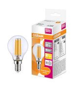 Лампа светодиодная LED 5Вт E14 CLP60 тепло-бел, Filament прозр.шар OSRAM