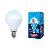 Лампа светодиодная LED-G45-9W/NW/E14/FR/NR Форма шар, матовая. Серия Norma. Белый свет (4000K). Карт