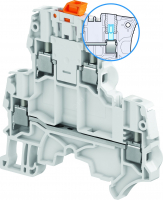 Клемма винтовая ZS4-D2-S-T2 - 4 мм?, 2 уровня, 4 зажима, ножевой разъединитель на верхнем уровне, 2 