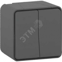 Переключатель двухклавишный MUREVA S 6+6, открытой установки, антрацит, IP55