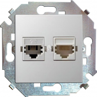 Simon15 Розетка телефонная + компьютерная RJ11+RJ45 категория 5е белый
