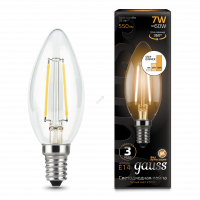 Лампа светодиодная LED 7Вт E14 2700К Filament Candle step dimmable Gauss