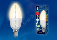 Лампа светодиодная LED 7вт 175-250В свеча матовая 600Лм Е14 3000К Uniel ЯРКАЯ