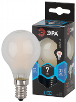 Лампа светодиодная филаментная F-LED P45-7W-840-E14 frost (филамент, шар мат., 7Вт, нейтр, E14 (10/1