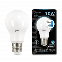 Лампа светодиодная LED 10вт 230в, A60, Е27, step dim, белый Gauss