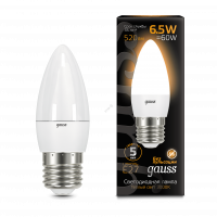 Лампа светодиодная LED 6.5вт 230в Е27 теплый мат.свеча Gauss
