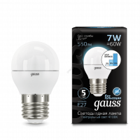 Лампа светодиодная LED 7вт, 230в, Е27, белый, step dim, шар Gauss