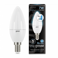 Лампа светодиодная LED 7вт,230в,E14,белый,step dim,свеча Gauss