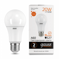 Лампа светодиодная LED 20вт 230в А60 Е27 теплый Elementary Gauss
