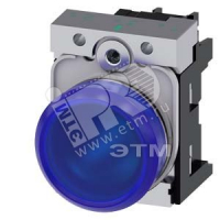 Индикатор световой 22мм круглый металлический 110V AC синий матовый рассеиватель