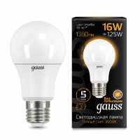 Лампа светодиодная LED 16Вт E27 A60, теплый Gauss