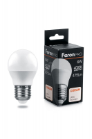 Лампа светодиодная LED 6вт Е27 белый матовый шар Feron.PRO OSRAM