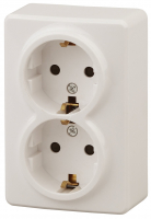 Розетка 2х2P+E Schuko со шторками, 16A-250В, ОУ, Эра Эксперт, сл.кость, 11-2206-02