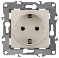 Розетка 2P+E Schuko, 16A-250В, винт, б.л., Эра12, слоновая кость, 12-2011-02