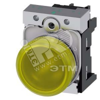 Индикатор световой 22мм круглый металлический 230V AC жёлтый матовый рассеиватель