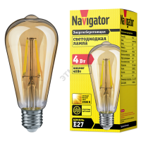 Лампа светодиодная LED 4вт E27 теплый ST64 ретро FILAMENT