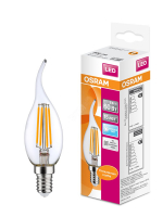 Лампа светодиодная LED 5Вт E14 CLB60 белый, Filament прозр.свеча на ветру OSRAM