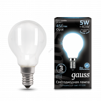 Лампа светодиодная LED 5Вт 230в,E14 Filament OPAL белый,шар Gauss