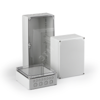 Cubo O 300 x 300 x 185 мм, метрические выбивные отверстие, серая крышка, PC, IP 66/67, включает вста