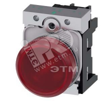 Индикатор световой 22мм круглый металлический 24V AC/DC красный матовый рассеиватель
