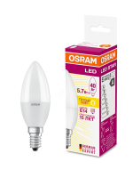 Лампа светодиодная LED 5.7Вт E14 LS CLB40 теплый, матовая свеча Osram