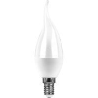Лампа светодиодная LED 9вт Е14 белый матовая свеча на ветру