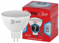 Лампа светодиодная ECO LED MR16-7W-840-GU5.3 (диод, софит, 7Вт, нейтр, GU5.3) ЭРА (10/100/4000) ЭРА