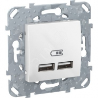 UNICA Розетка двойная USB 1А, белый