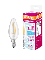 Лампа светодиодная LED 5Вт Е14 STAR ClassicB (замена 60Вт),нейтральный белый свет, прозрачная колба 