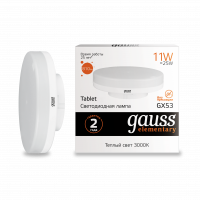 Лампа светодиодная LED 11вт 230в,GX53,теплый, Gauss Elementary