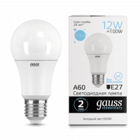 Лампа светодиодная LED 12вт 230в, Е27, дневной, A60 Gauss Elementary