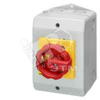 Выключатель главный/аварийный 3п IU=100 400V IP65 поворотная рукоятка красная/желтая