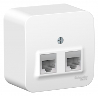 Розетка BLANCA наружная двойная компьютерная RJ45+телефонная RJ11, кат.5e, с изолирующей пластиной, 
