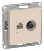 Розетка ATLASDESIGN двойная компьютерная+ТВ RJ45+TV категория 5E механизм бежевый