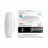 Лампа светодиодная LED 15вт GX53, белый, 1080lm, Elementary Gauss