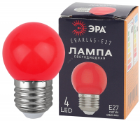 Лампа светодиодная для Белт-Лайт диод. шар, красн., 4SMD, 1W, E27 ERARL45-E27 ЭРА LED Р45-1W-E27 ЭРА