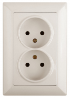 Розетка 2х2P, 16А-250В, СУ, Solo, сл.кость, 4-204-02