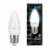 Лампа светодиодная LED 6.5вт 230в Е27 белый мат.свеча Gauss