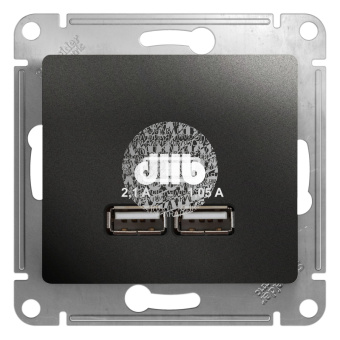 GLOSSA Розетка USB антрацит в рамку 5В/2100мА