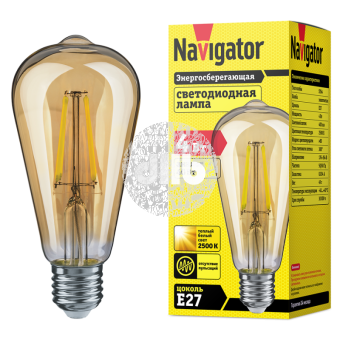 Лампа светодиодная LED 4вт E27 теплый ST64 ретро FILAMENT
