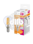 Лампа светодиодная LED 5Вт E14 CLP60 тепло-бел, Filament прозр.шар OSRAM