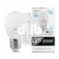 Лампа светодиодная LED 6вт 230в Е27 белый мат.шар Gauss