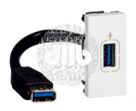Розетка USB Mosaic 1 модуль оборудована шнуром белая
