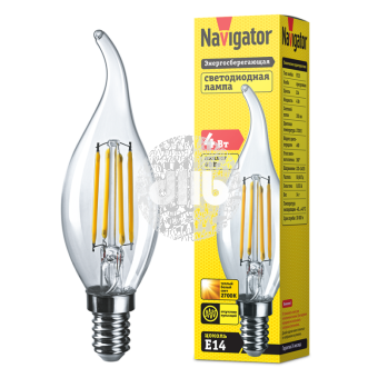 Лампа светодиодная LED 4вт Е14 теплый свеча на ветру FILAMENT