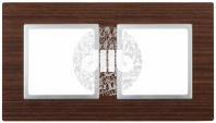 Рамка на 2 поста, дерево, Эра Elegance, венге+алюм, 14-5302-10