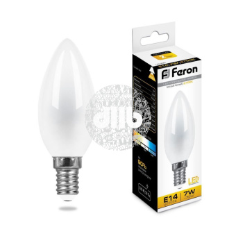 Лампа светодиодная LED 7вт Е14 теплый матовая свеча FILAMENT
