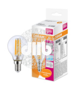 Лампа светодиодная LED 5Вт E14 CLP60 белый, Filament прозр.шар OSRAM