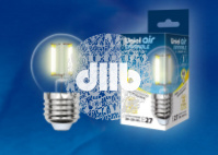 Лампа светодиодная LED 5вт 200-250В шар диммируемый 450Лм Е27 3000К Uniel Air филамент