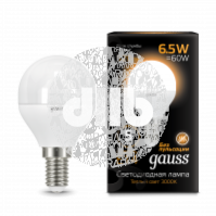Лампа светодиодная LED 6.5вт 230в Е14 теплый мат.шар Gauss